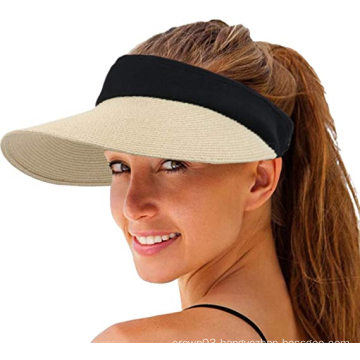 UNIQ Gorra Deportiva Beach fashion custom sun visor cap summer women lady straw visor hat UV-proof beach hat